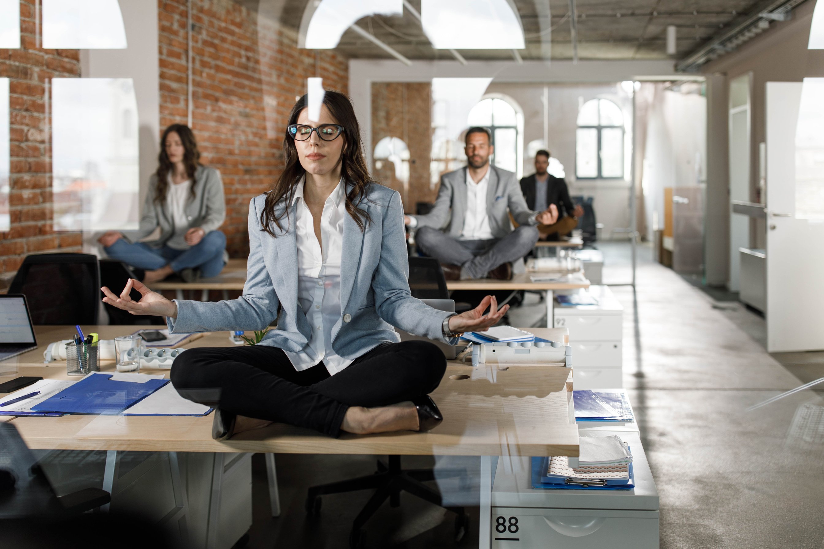 Meditating in the office!